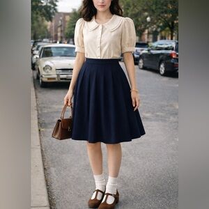 Chic Midnight Blue A-Line Skirt